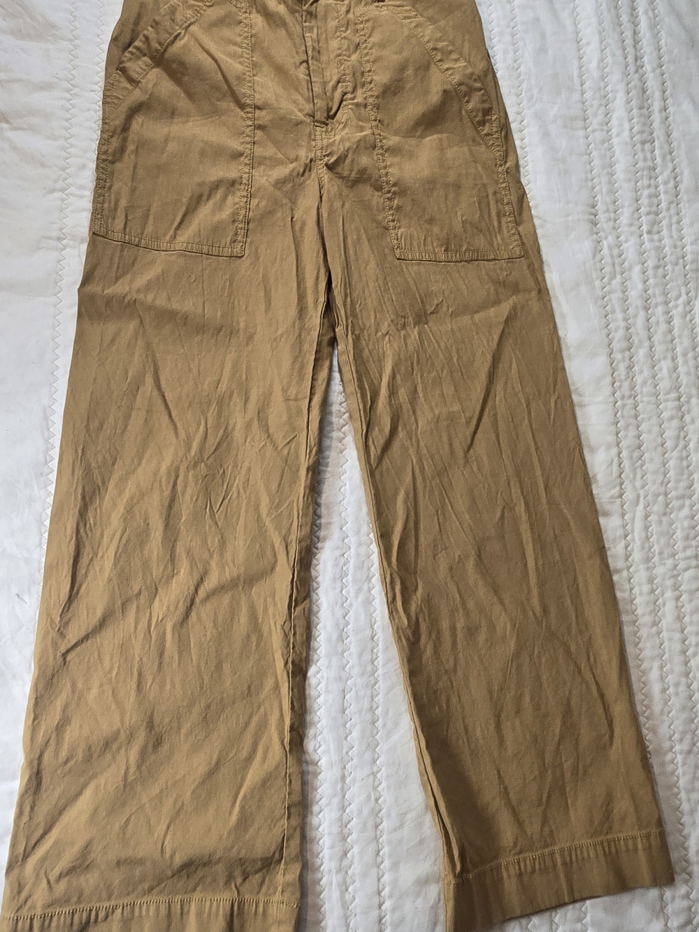 Maeve By Anthropologie Wide-Leg Khaki Utility Cotton Pants